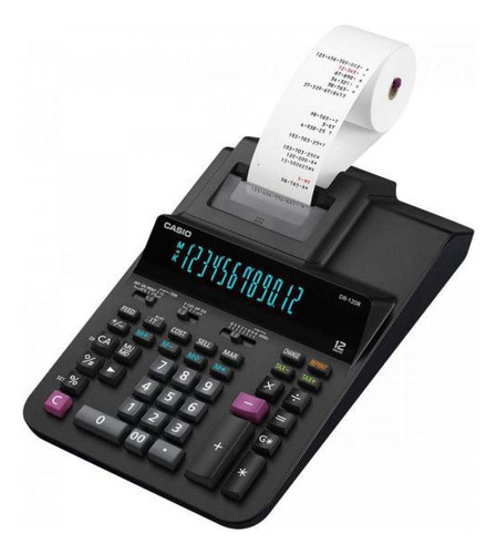 Calculadora Casio DR-120r-BK de bobina negra