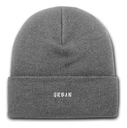 Gorro Lana Rocky Gris Bordado Urban Texto Blanco Steet