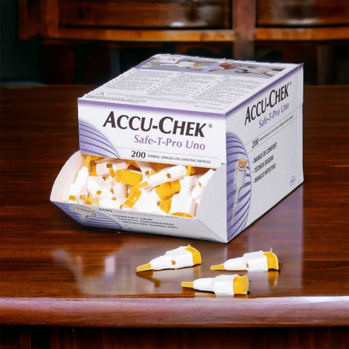 Accu-chek Safe-t-pro Uno C/200 Lancetas Esterilizadas Cor Sem Cor