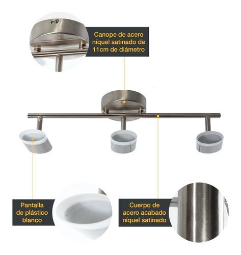 Lámpara De Techo Lumimexico 18451-4 3 Luces Led Integrado 3000k 14w