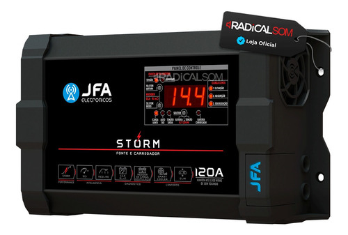 Fonte Carregador Jfa 120a Bivolt Storm Com Medidor Cca