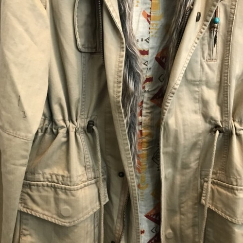 Campera Larga Rapsodia T. L Chaleco Desmontable Y Piel Parka