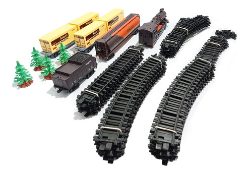 Imagem 5 de 10 de Ferrorama Trem Máquina Locomotiva Trilhos E Vagões 7 Metros