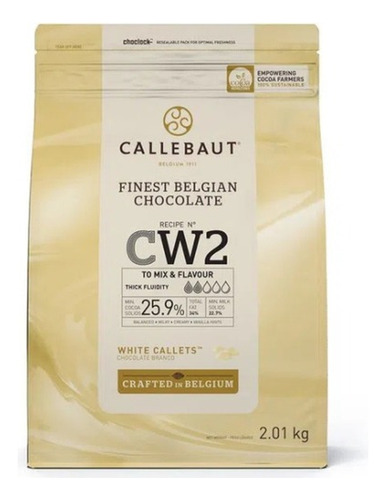 Chocolate Belga Callebaut Cw2 Branco 25,9% Cacau 2,01kg