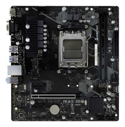 Placa-mãe Aurora Biostar M-atx Am5 Ddr5 A620mh Preta