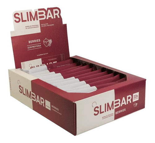 Box 12 Barras De Proteina Slimbar Berries 60gr. C/u