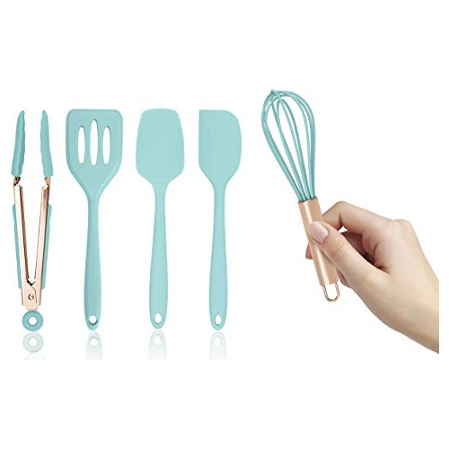 Juego De Cinco Mini Utensilios De Cocina De Silicona Aq...