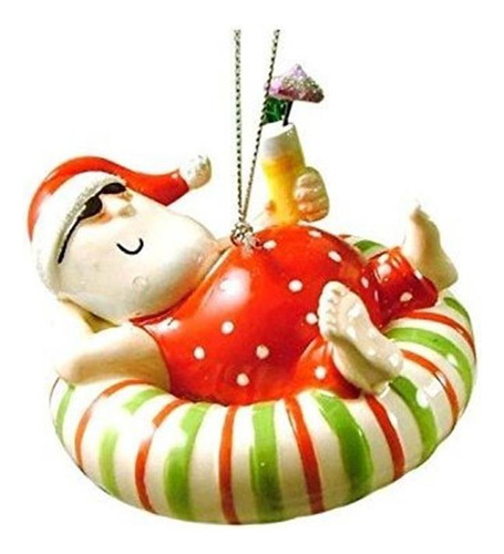 Papá Noel Relajándose En Un Flotador De Tubo Interior...