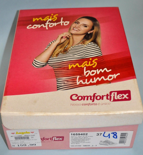 Imagem 5 de 10 de Comfortflex Tênis Nº 37 Branco E Dourado Novo