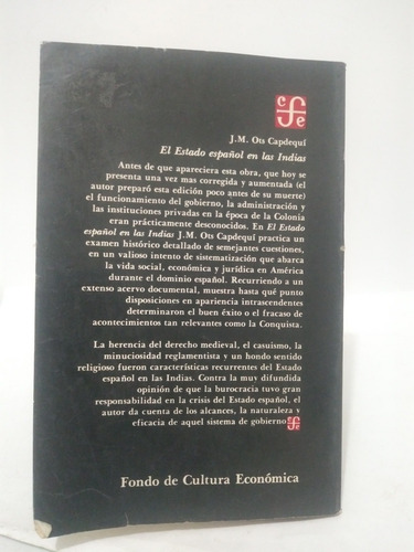 El Estado Español En Las Indias J M Ots Capdequi (Usado)