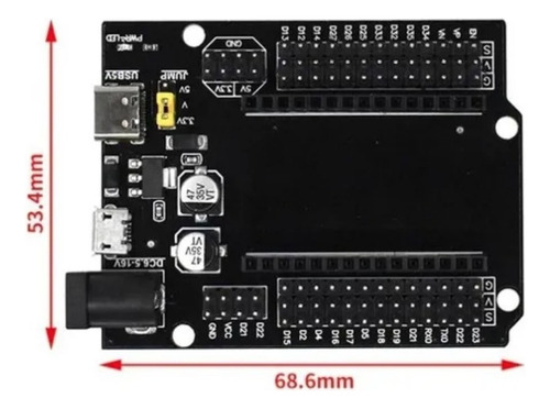 Base Shield Para Esp32 Expansión 30 Pines Usb 3.3v 5v