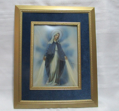 Antig Gran Cuadro Miniatura Virgen Inmaculada Firmada Dinmar