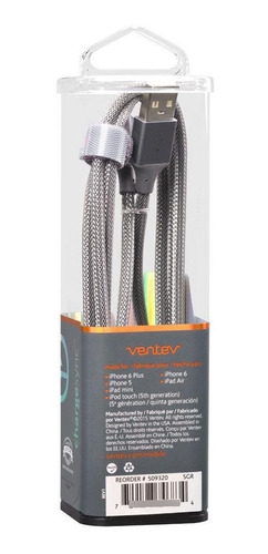 Imagen 2 de 10 de Ventev Cable De Carga Lightning Mfi Metálico Blindado 1.2m