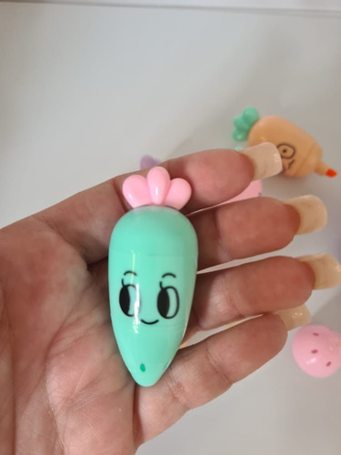 Mini rotulador de texto con diseño de zanahoria y bonito, con 6 colores
