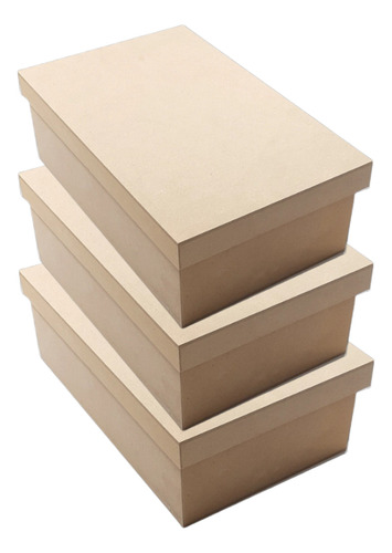5 Caja Tipo Zapato Rectangular Mdf Fibro Facil 20 X 20 X 6