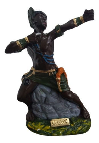 Estatua Imagem Orixa Oxossi - 20cm - Gesso Cor Preto