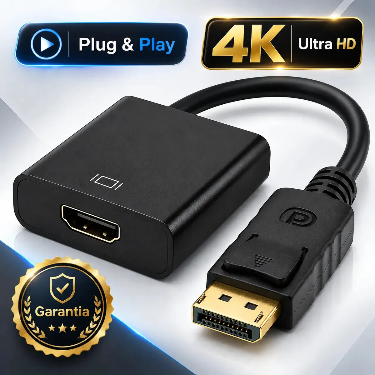 Cabo Adaptador Displayport Macho Para Hdmi Femea Plug & Play Com Pc Gamer Home Office Monitor Tv Projetor Compatível Com Placas De Vídeo Nvidea Eletric Teck