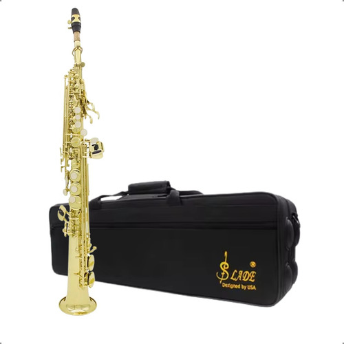 Sax Soprano Reto Dourado Em Si Bemol - Novo Com Acessorios Dourado