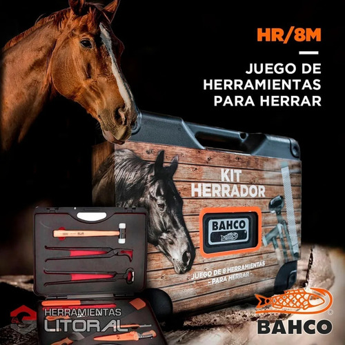 Imagen 6 de 9 de Kit Para Herrar 8 Herramienta Bahco Herrador Tenaza Desvasar