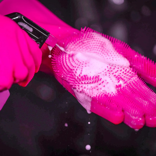 Guantes Muc-off de Fregado Profundo Para Lavar Auto Moto Bici De Silicona Con Cerdas Suaves Talle M