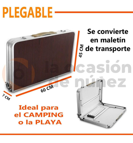 Imagen 3 de 7 de Mesa Portatil Camping Spinit Plegable Regulable De Aluminio