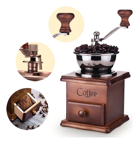Molino Manual De Cafe Con Base De Madera