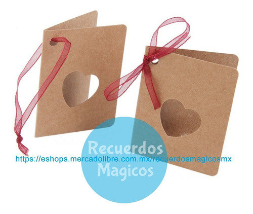 10 Tarjetas Invitaciones Decoración Fiesta Corazón Boda Kraf