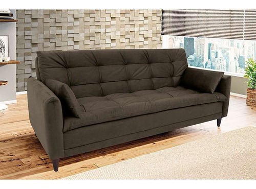 Sofá-cama Casal 3 Lugares Sofia Suede Marrom