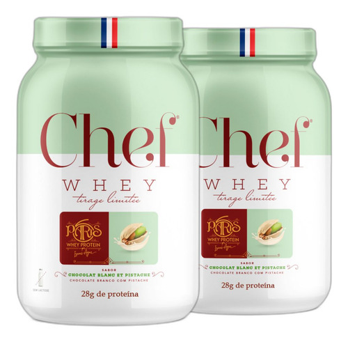 Combo 2 Whey Zero Lactose 28g Proteina Pistache 800g - Chef
