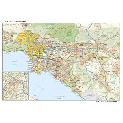 Mapa De Pared De Ángeles, California - Grande - 43  X ...