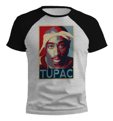 Remera Tupac Colores Vibrantes Diseño Gris Ranglan