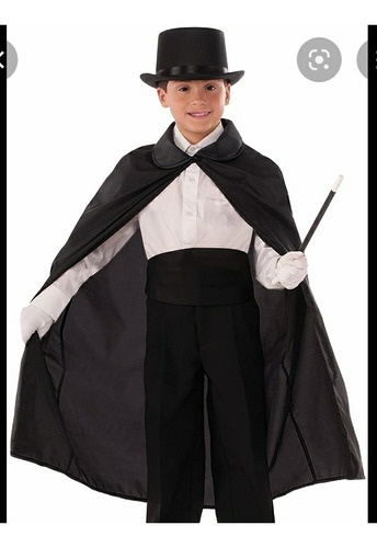 Imagen 4 de 7 de Capa Bruja Vampiro Mago Talla S Disfraz Halloween 85cm Largo