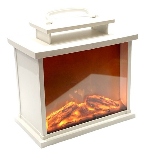 Fanal Imitación Fuego Hogar Blanco Deco Chimenea Grande