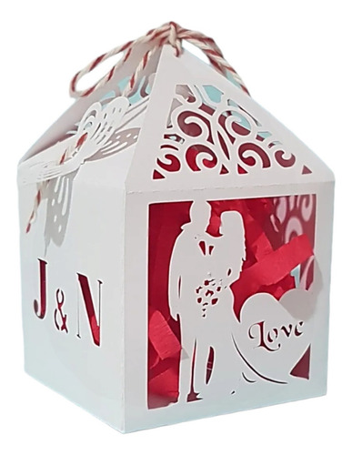 15 Cajas Caladas Boda Pareja  Pie Personalizada