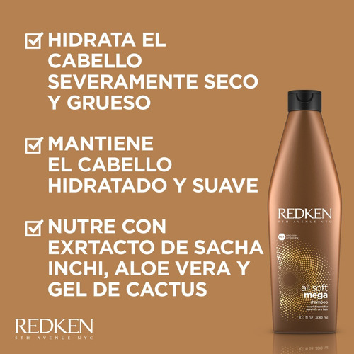 Shampoo Para Cabello Extra Seco All Soft Mega 300 Ml Redken