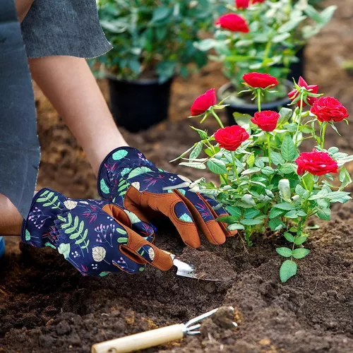 Guantes de jardinería para mujer, guantes de trabajo de cuero para mujer,  guantes de trabajo para jardín, deshierbas, excavación y poda