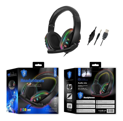 Imagen 2 de 2 de Auriculares Gamer Headset Gm17/18 Rgb Luz 2064196 Shine