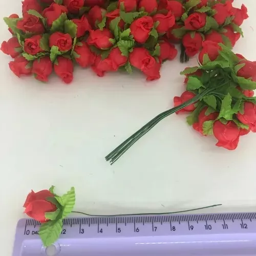 144 Mini Rosas Cor Amarela Flores Artificiais Lembrancinha