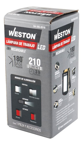 Lámpara De Trabajo Led Con Base Plegable Recargable 210lm