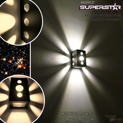 Imagen 2 de 10 de Aplique Pared Exterior Efecto X C/ Led Potente 12w Pack X8un