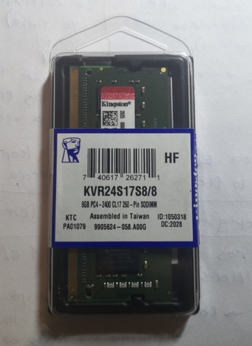 Ram Kingston 8gb Sodimm Ddr4 2400mhz 1.2v (Reacondicionado)