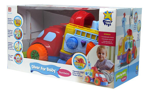 Caminhão Bombeiro De Atividades Diver For Baby Divertoys