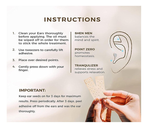 Kit De Acupuntura De Semillas De Oído Con Lápiz De Manual De