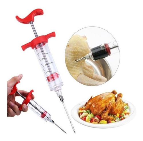 Imagen 3 de 3 de Jeringa Adobar Carne Pollo Cerdo Gastronomica Aguja Acero