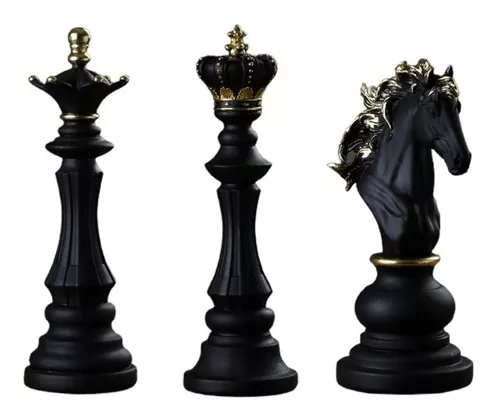 Estatuetas Rei, Rainha E Cavalo – Peças Decorativas De Xadrez – Decoração –  Branco - Capital Decor