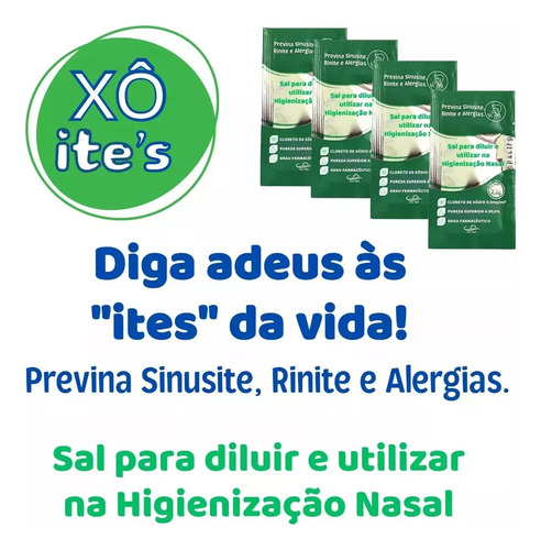 Solução Limpeza Nasal Soro Fisiológico Pó Xô Ites Kit C/ 180 Branco