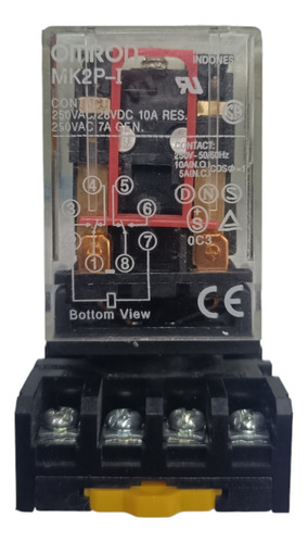 Relé Encapsulado Omron 12vdc 8 Pines Con Base Mk2p-i