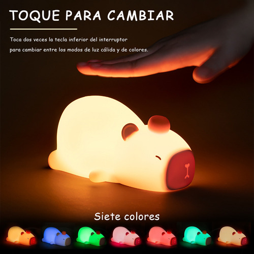 Lámpara Nocturna De Silicona Capibara De Control Táctil Led