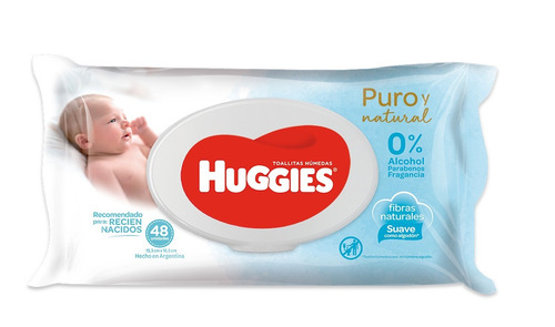 Toallitas Húmedas Huggies Puro Y Natural 48 u Recien Nacido