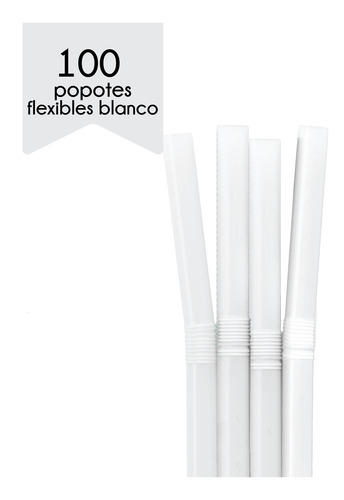 100 Popotes Flexibles Biodegradable A Base De Planta Pla